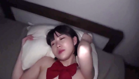 Asian slut gets fucked by a huge dildo