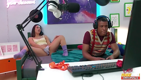 Saria and feet in a stripping room