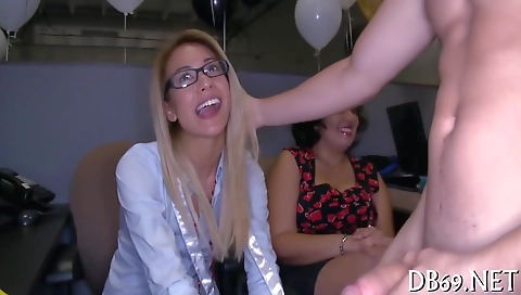 Blonde girl takes on her face and cum