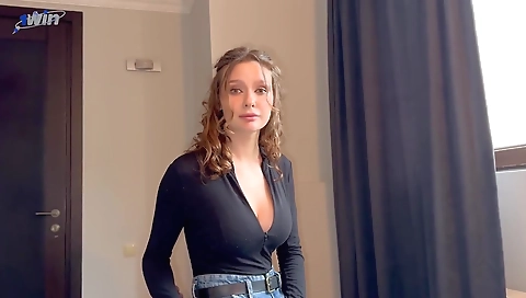 Sexy brunette hair with massive toy