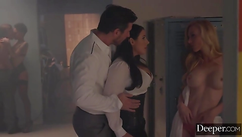 Sexy brunette hair shows off her sexy body